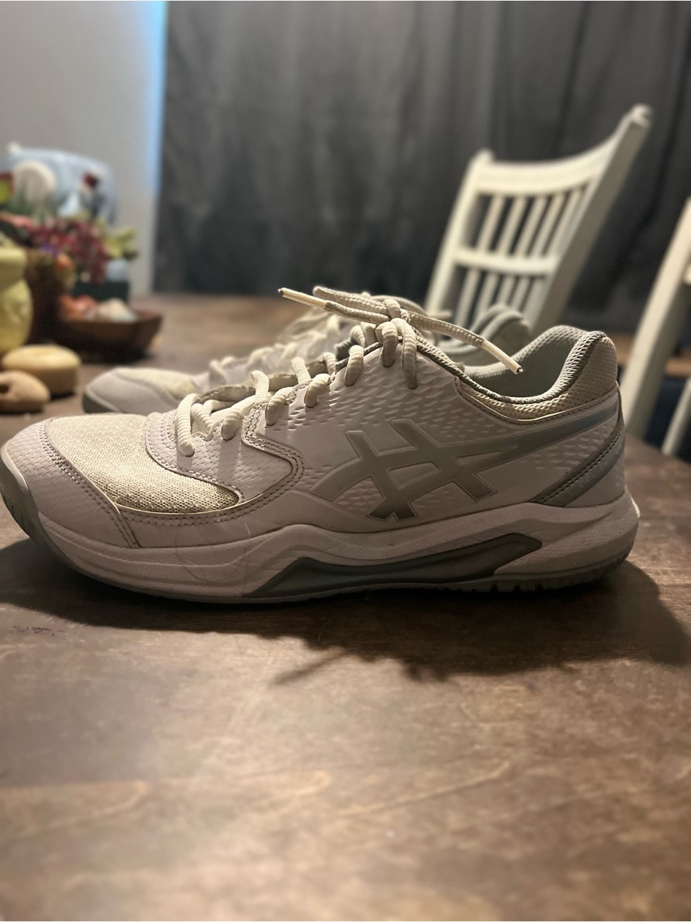 Asics White and Light Gray Athletic Sneakers